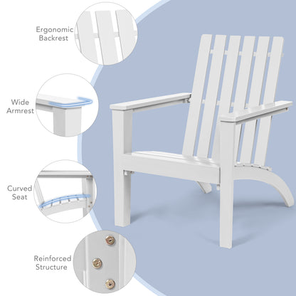 Outdoor Durable Patio Acacia Wood Adirondack Lounge Armchair-White