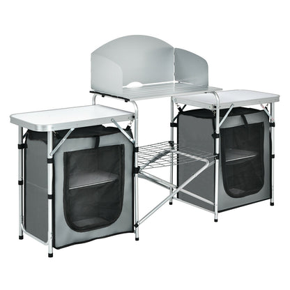 Folding Camping Table with Storage Organizer-Black
