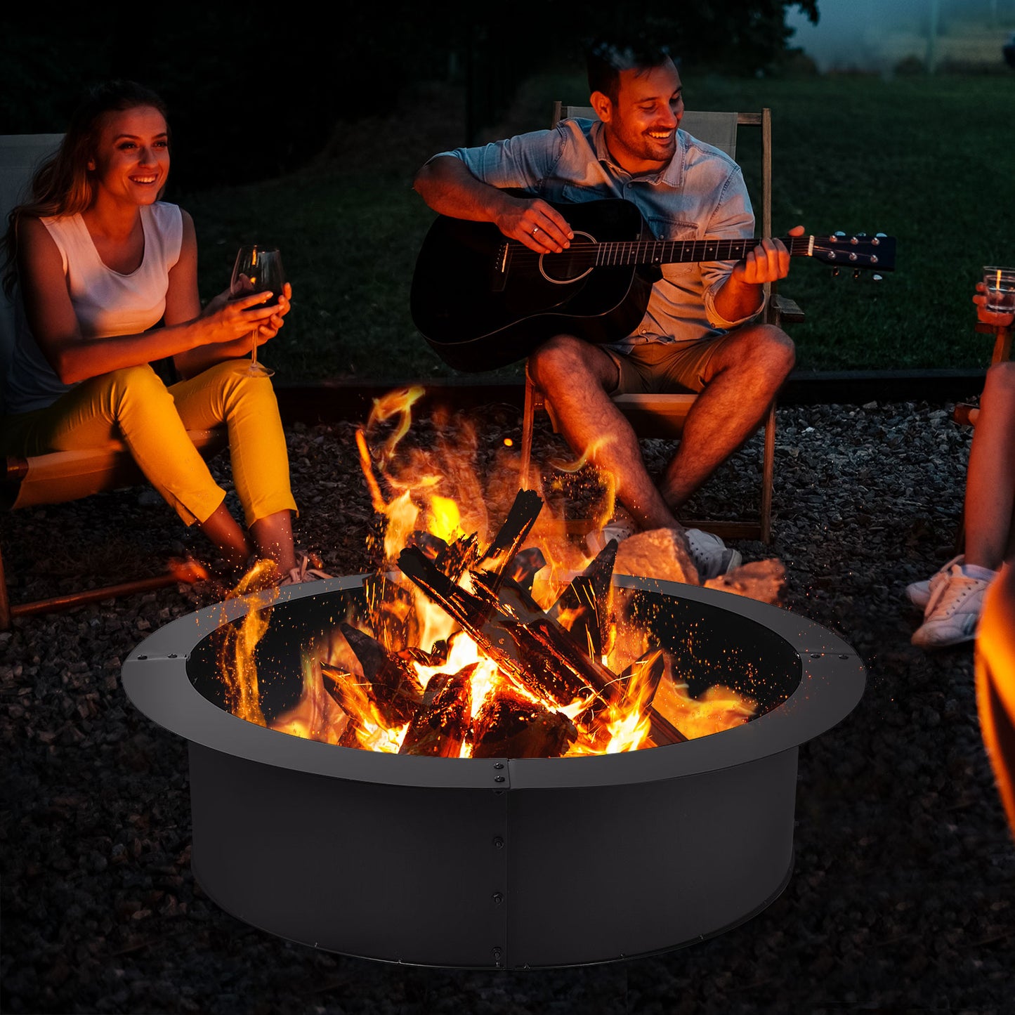 36 inch Round Steel Fire Pit Ring Line for Outdoor Backyard