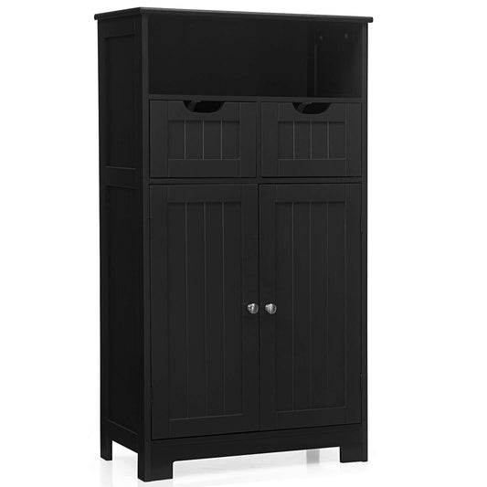 Bathroom Wooden Side Cabinet  with 2 Drawers and 2 Doors-Black