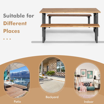 6-Person Outdoor Patio Dining Table Set with 2 Inch Umbrella Hole