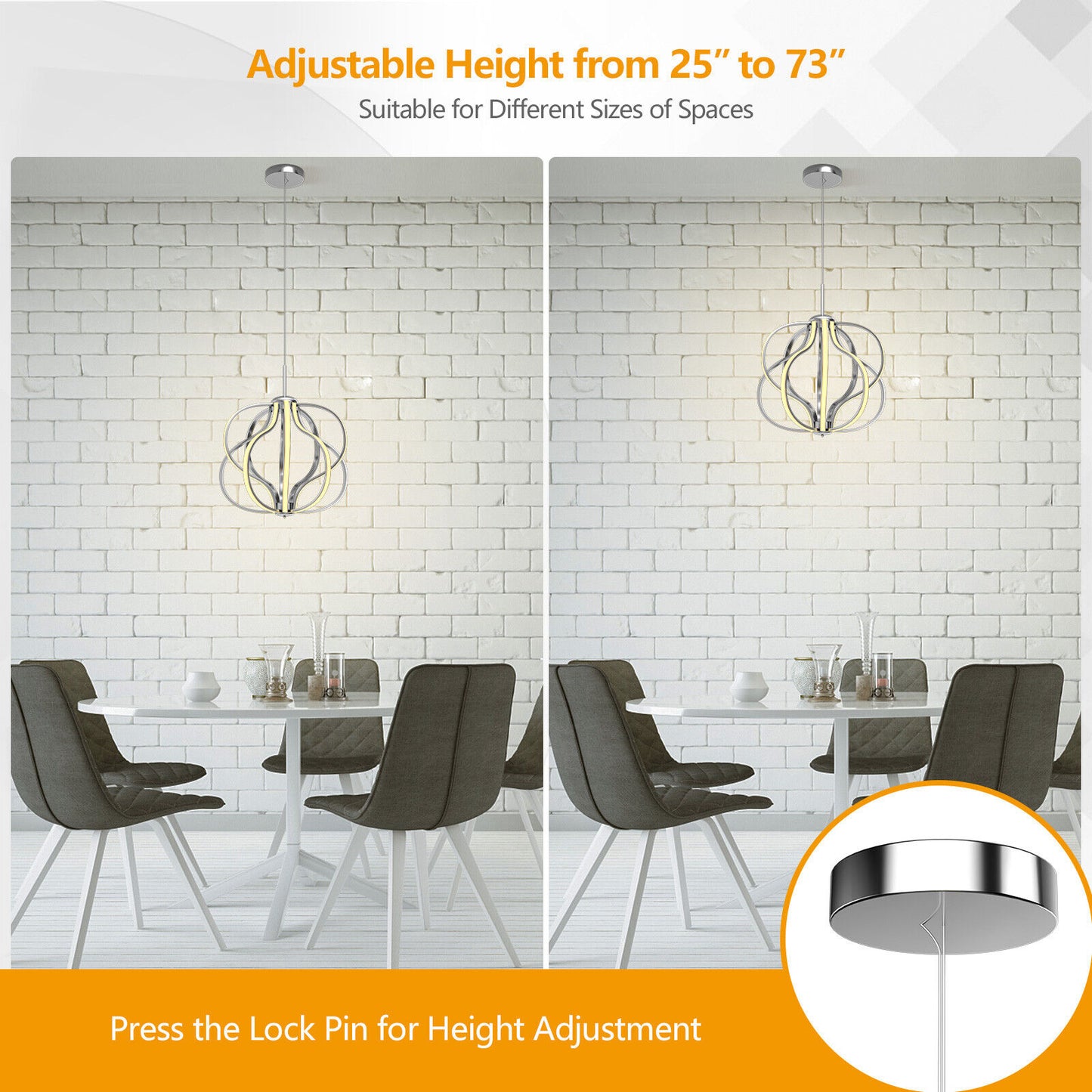 Modern Dimmable Warm White LED Chandelier