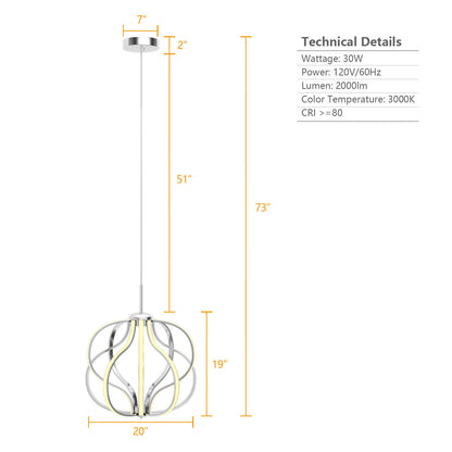 Modern Dimmable Warm White LED Chandelier