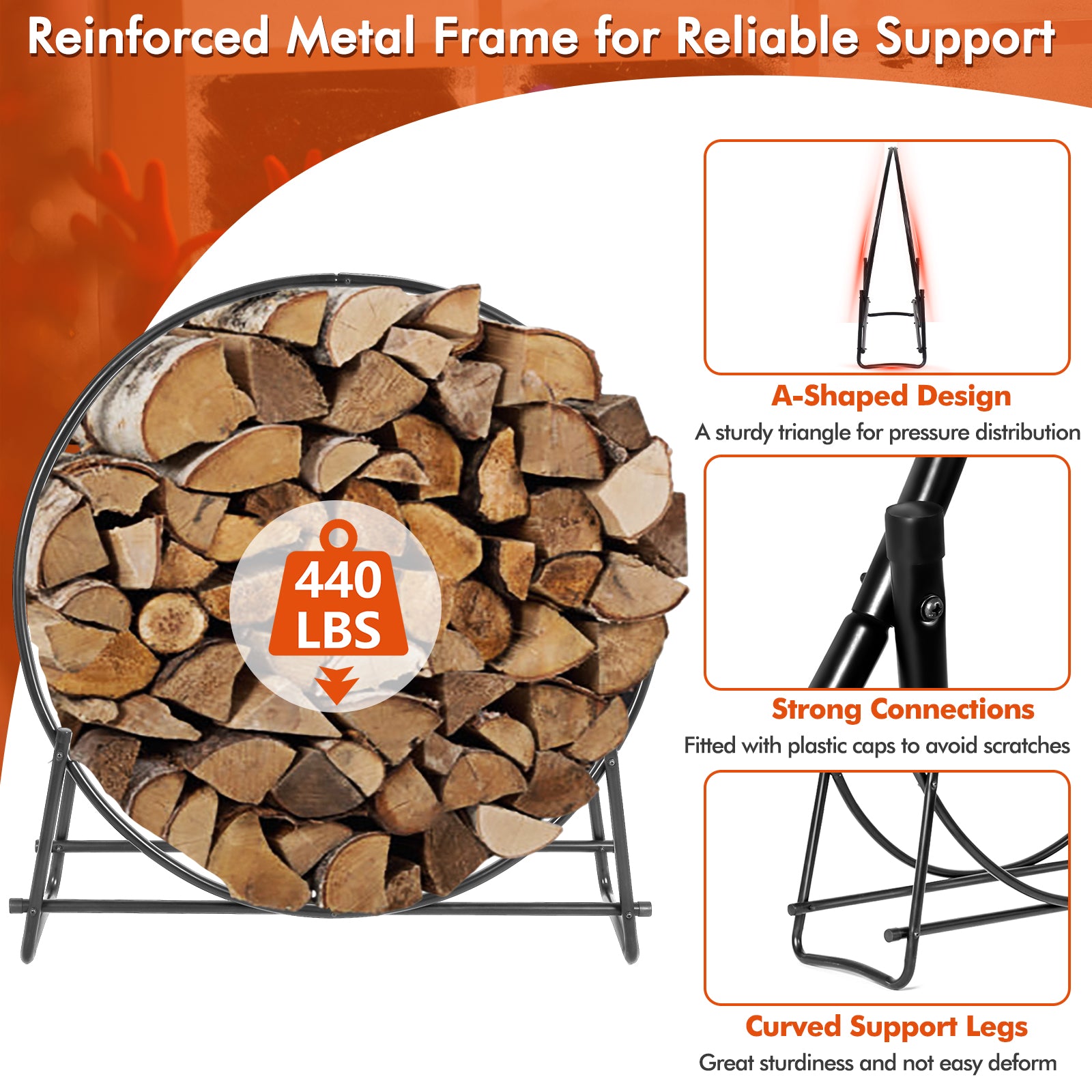 40-inch Tubular Steel Firewood Storage Rack - Direct by Wilsons Home Store