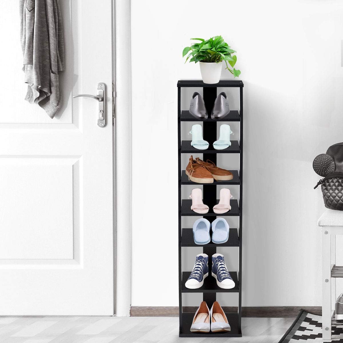 7-Tier Shoe Rack Practical Free Standing Shelves Storage Shelves-Black