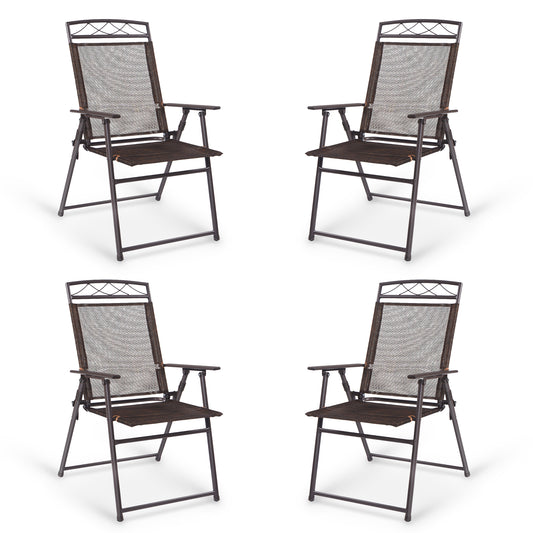 Set of 4 Patio Folding Sling Chairs Steel Camping Deck - Direct by Wilsons Home Store