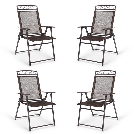 Set of 4 Patio Folding Sling Chairs Steel Camping Deck - Direct by Wilsons Home Store
