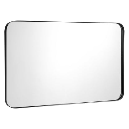 32 Inch x 20 Inch Metal Frame Wall-Mounted Rectangle Mirror-Black
