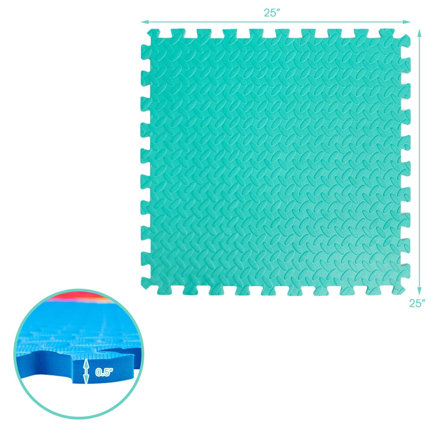 12 Pieces Puzzle Interlocking Flooring Mat with Anti-slip and Waterproof Surface-Black