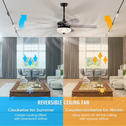 52 Inches Ceiling Fan with Remote Control-Oak