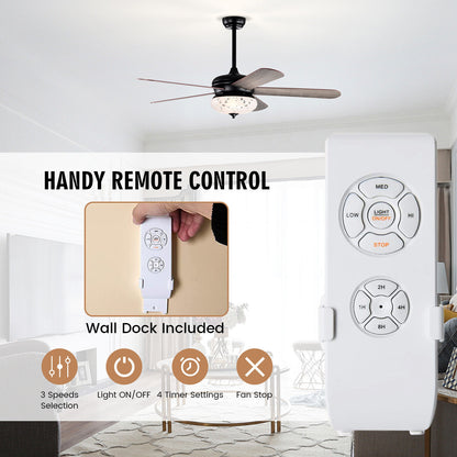 52 Inches Ceiling Fan with Remote Control-Oak