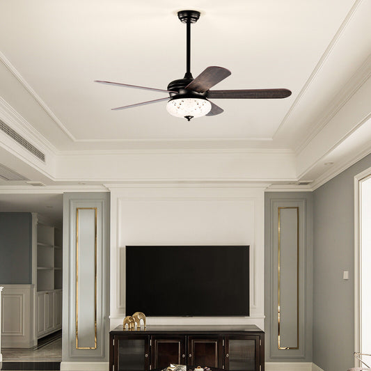 52 Inches Ceiling Fan with Remote Control-Walnut