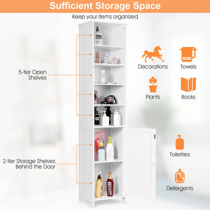 72 Inches Free Standing Tall Floor Bathroom Storage Cabinet-White