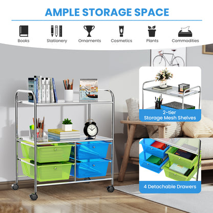 4 Drawers Rolling Storage Cart-Blue & Green - Direct by Wilsons Home Store