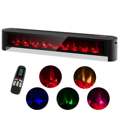 1400W Electric Baseboard Heater with Realistic Multicolor Flame-Black