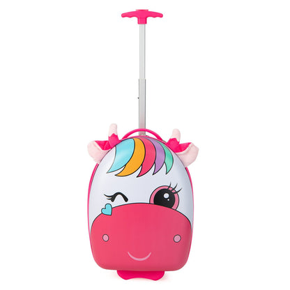 16 Inch Kids Rolling Luggage with 2 Flashing Wheels and Telescoping Handle-Black & White