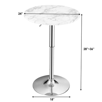 Round Height Adjustable Bistro Bar Table White