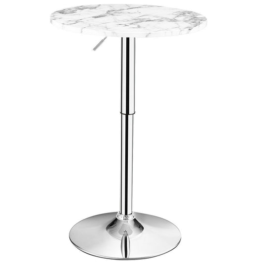 Round Height Adjustable Bistro Bar Table White