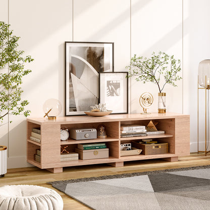 Modern TV Stand Wood Storage Console Entertainment Center-Natural