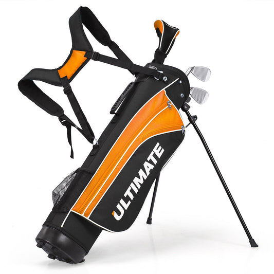 Set of 5 Ultimate 31 Inch Portable Junior Complete Golf Club Set for Kids Age 8+ -Orange