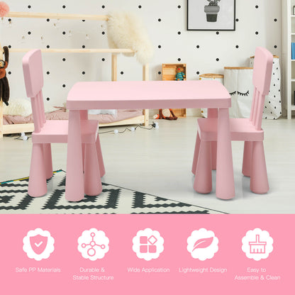 3 Pieces Toddler Multi Activity Play Dining Study Kids Table and Chair Set-Blue