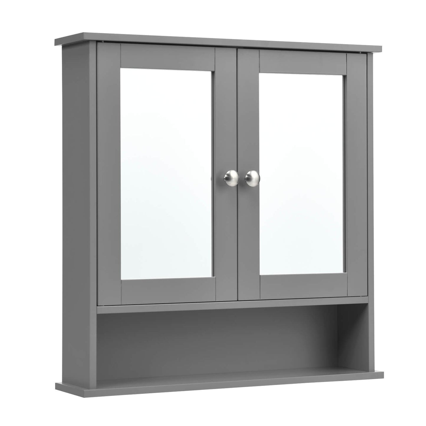 Bathroom Wall Mount Mirror Cabinet Organizer-Gray