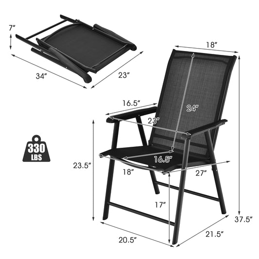 Set of 2 Outdoor Patio Folding Chair with Ergonomic Armrests-Black