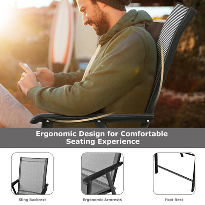4-Pack Patio Folding Chairs Portable for Outdoor Camping-Black