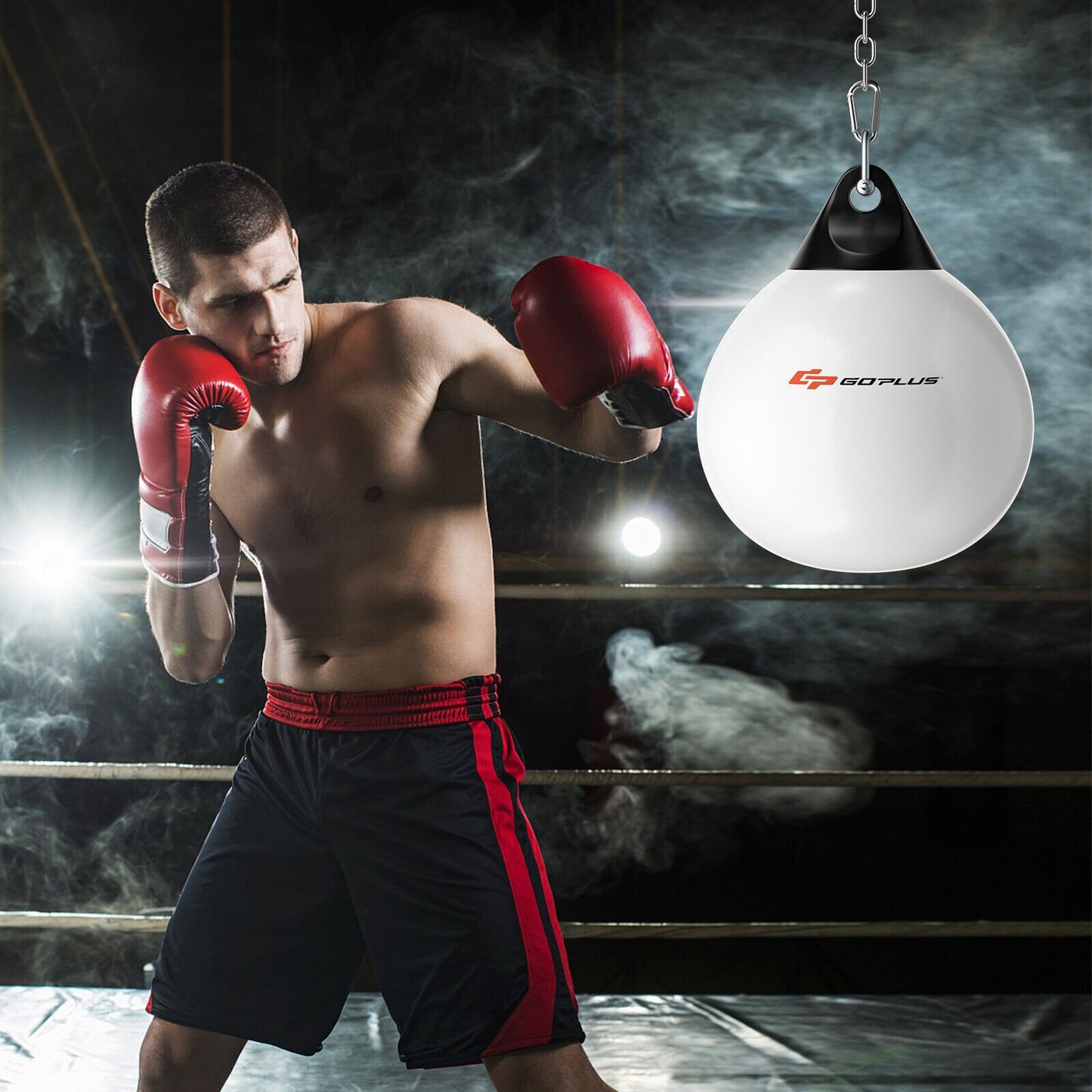 18 Inch 110 Pound Heavy Punching Water Aqua Bag with Adjustable Metal Chain-Black