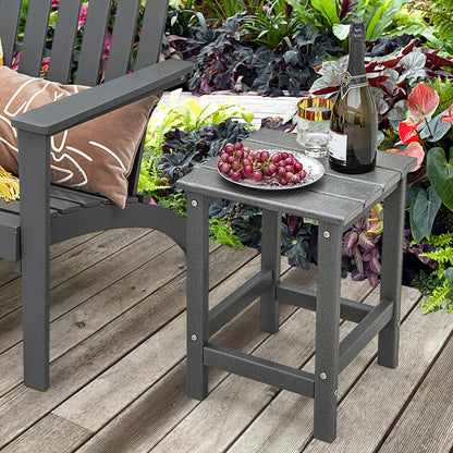 14 Inch Square Weather-Resistant Adirondack Side Table-Black