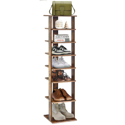 Wooden Shoes Storage Stand 7 Tiers Shoe Rack Organizer Multi-shoe Rack Shoebox-Rustic Brown