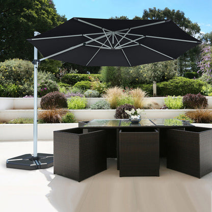 11 Feet Patio Offset Cantilever Umbrella 360° Rotation Aluminum Tilt-Gray