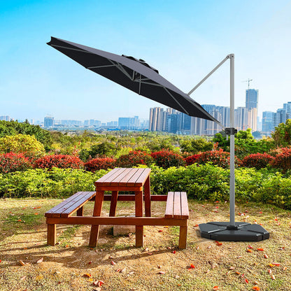 11 Feet Patio Offset Cantilever Umbrella 360° Rotation Aluminum Tilt-Gray