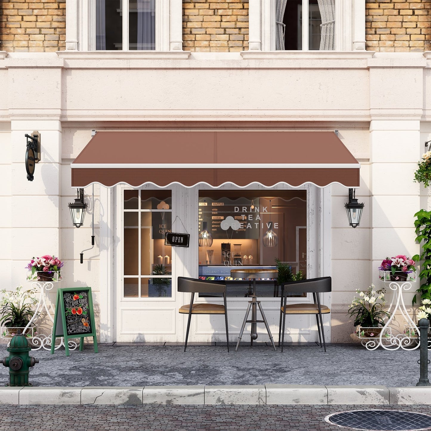 8FT × 6.5FT Retractable Aluminum Patio Sun Awning-Beige