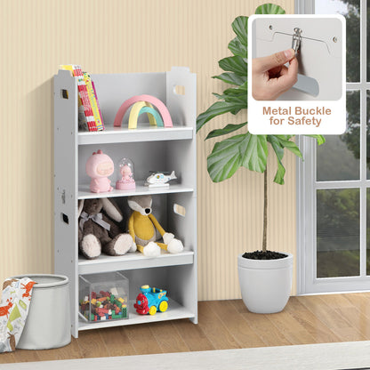 4-in-1 Kids Table and Chairs with Multiple Storage for Learning-Gray