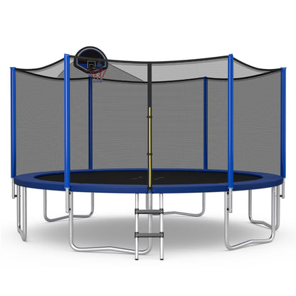 12/14/15/16 Feet Outdoor Recreational Trampoline with Enclosure Net-15 ft