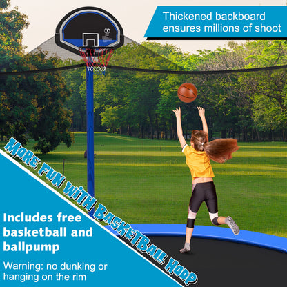 12/14/15/16 Feet Outdoor Recreational Trampoline with Enclosure Net-16 ft