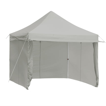 10 x 10 Feet Pop-up Gazebo with 5 Removable Zippered Sidewalls and Extended Awning-Blue