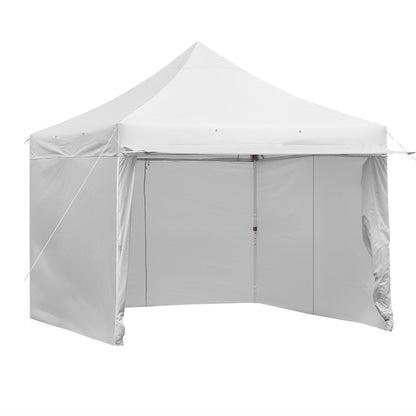 10 x 10 Feet Pop-up Gazebo with 5 Removable Zippered Sidewalls and Extended Awning-Blue