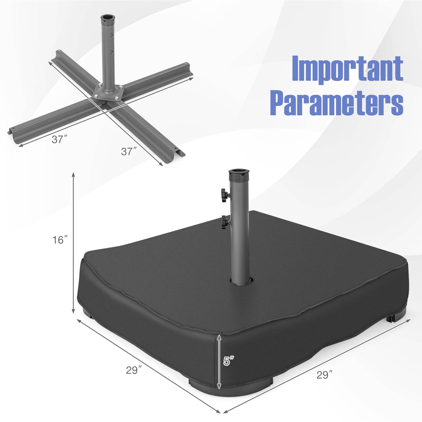 Fillable Umbrella Base with 2 Sandbags and Dust-proof Cover