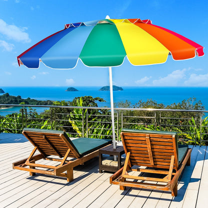 8FT Portable Beach Umbrella with Sand Anchor and Tilt Mechanism for Garden and Patio-Blue