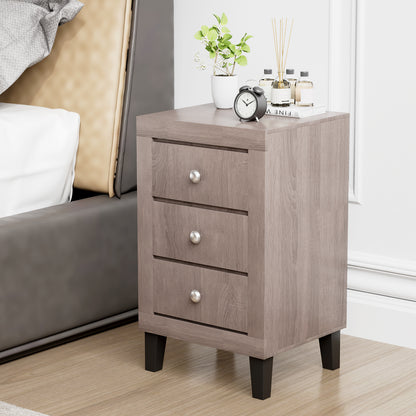 Modern Nightstand with 3 Drawers for Bedroom Living Room-Black