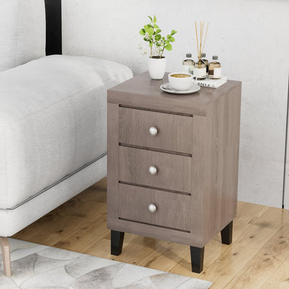 Modern Nightstand with 3 Drawers for Bedroom Living Room-Black