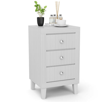 Modern Nightstand with 3 Drawers for Bedroom Living Room-Black