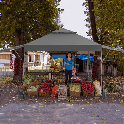 10 x 17.6 Feet Outdoor Instant Pop-up Canopy Tent with Dual Half Awnings-Black