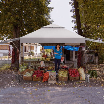 10 x 17.6 Feet Outdoor Instant Pop-up Canopy Tent with Dual Half Awnings-Black