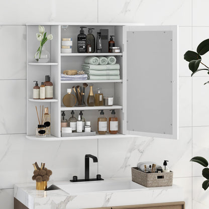 Wall-Mounted Bathroom Mirror Cabinet with Storage Shelves-Black