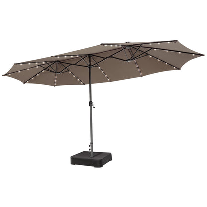 15 Feet Double-Sided Patio Umbrella with 48 LED Lights-Beige