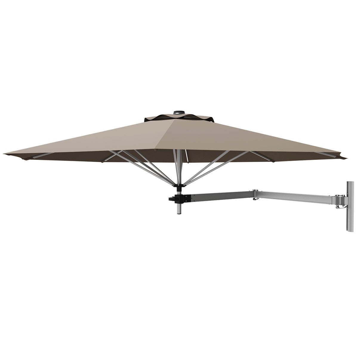 8ft Wall-Mounted Telescopic Folding Tilt Aluminum Sun Shade Umbrella-Beige