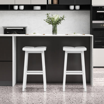 2 Pieces 26/31.5 Inch Upholstered Saddle Barstools with Padded Cushions-31.5 inches